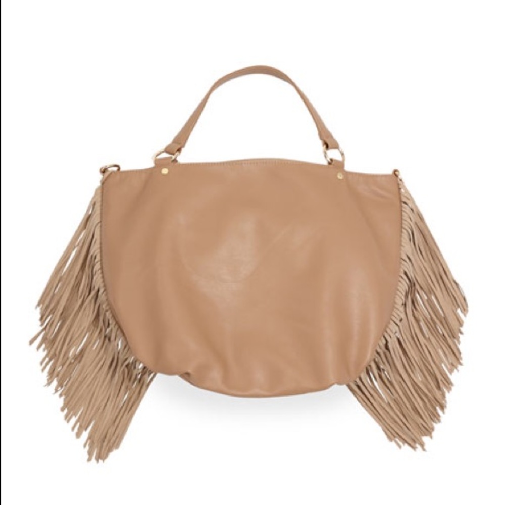 DEUX LUX Burgundy Fringe Tote